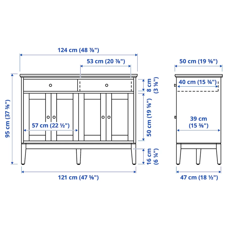 Шкаф - IDANÄS /IDANАS  IKEA/ ИДАНЭС ИКЕА,  124x50x95 см, черный (изображение №6)