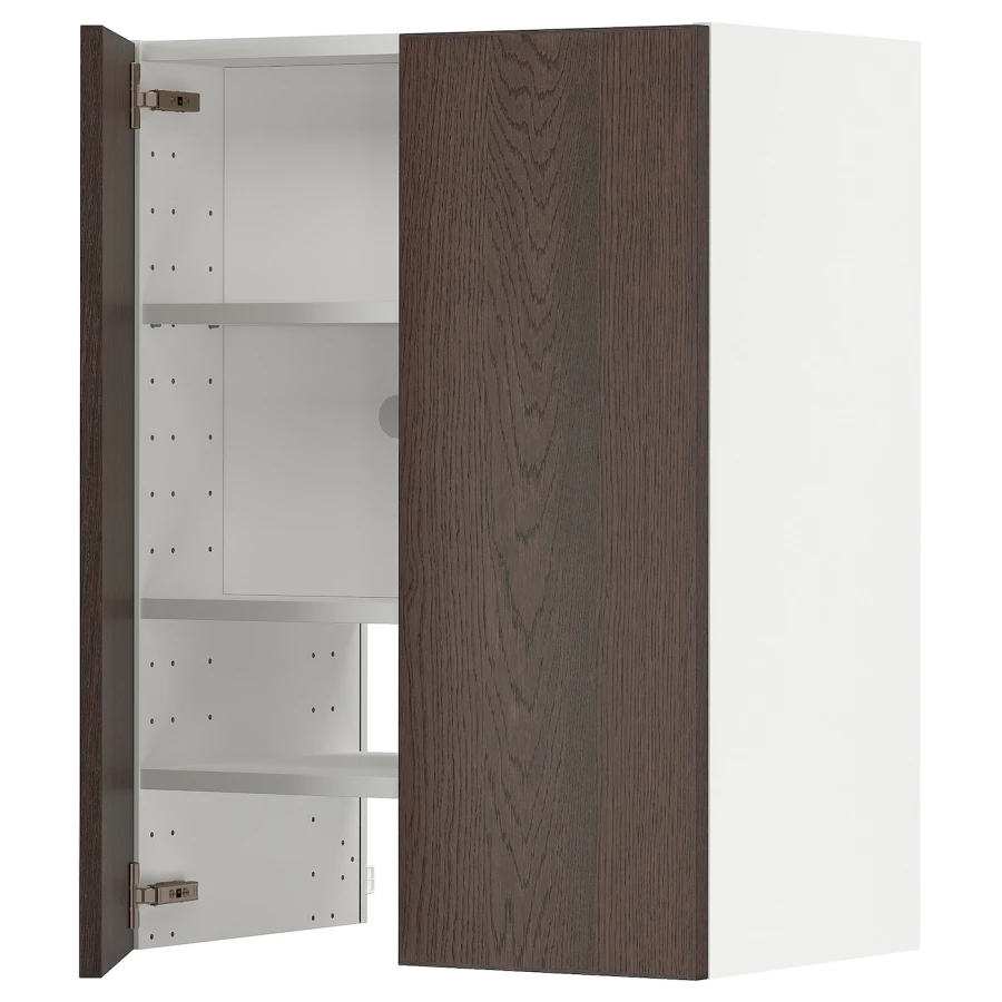 Навесной шкаф с полкой - METOD IKEA/ МЕТОД ИКЕА, 80х60 см, белый/коричневый (изображение №1)