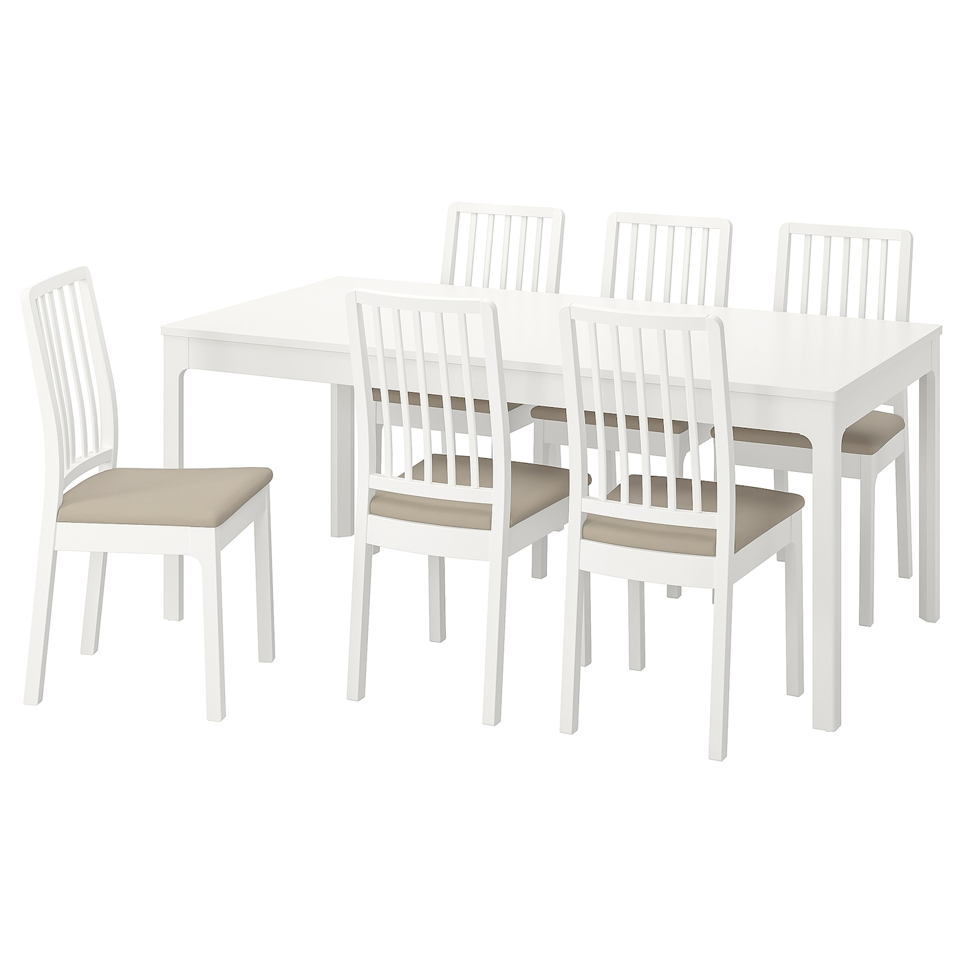 Стол и 6 стульев - IKEA EKEDALEN/ЭКЕДАЛЕН ИКЕА, 180х240х90 см, белый/бежевый