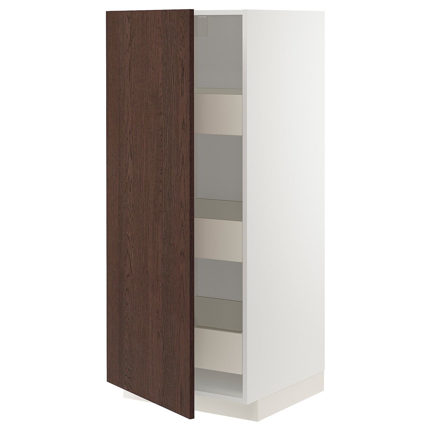 Высокий шкаф с ящиками - IKEA METOD/MAXIMERA/МЕТОД/МАКСИМЕРА ИКЕА, 140х60х60 см, белый/коричневый