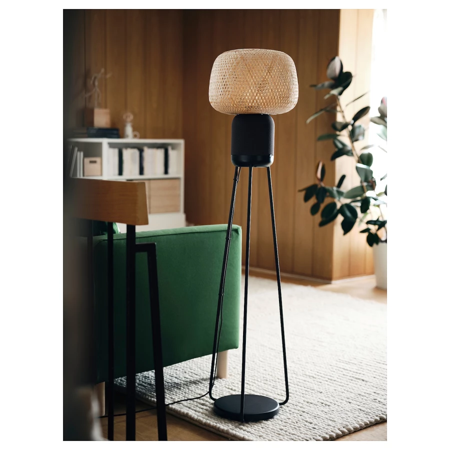 Колонка Wi-Fi с напольной подставкой - IKEA SYMFONISK, 136х37х37 см, бамбук/черный, СИМФОНИСК ИКЕА (изображение №5)