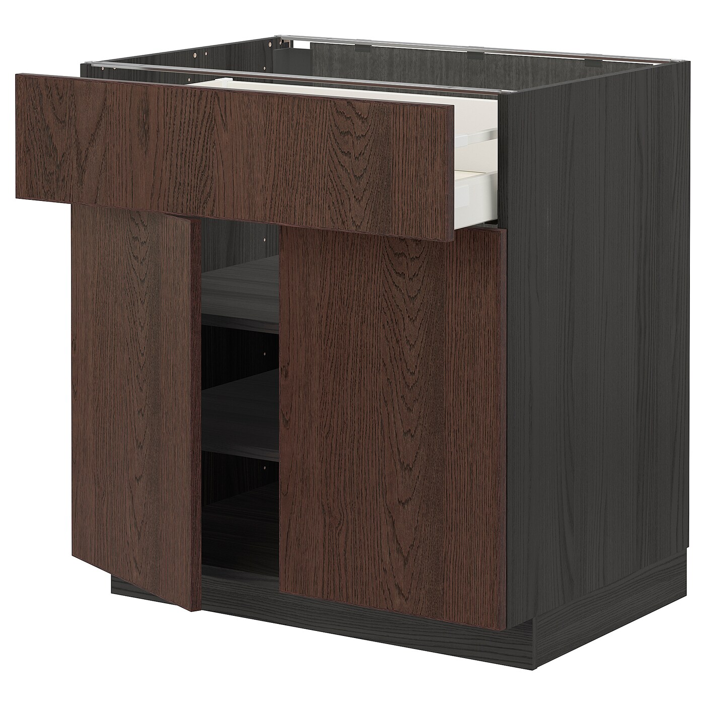 Напольный кухонный шкаф  - IKEA METOD MAXIMERA, 88x62x80см, коричневый/черный, МЕТОД МАКСИМЕРА ИКЕА