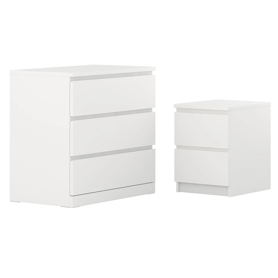 Мебель для спальни, комплект из 2 предметов - IKEA MALM, 48х78х80 см, белый МАЛЬМ ИКЕА (изображение №1)