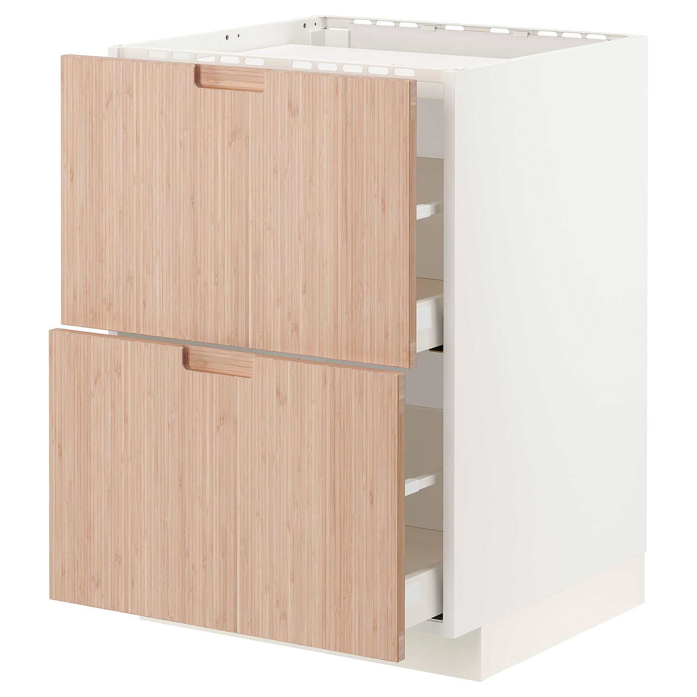 Напольный шкаф - IKEA METOD MAXIMERA, 88x62x60см, белый/светлый бамбук, МЕТОД МАКСИМЕРА ИКЕА
