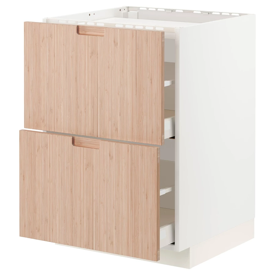 Напольный шкаф - IKEA METOD MAXIMERA, 88x62x60см, белый/светлый бамбук, МЕТОД МАКСИМЕРА ИКЕА (изображение №1)
