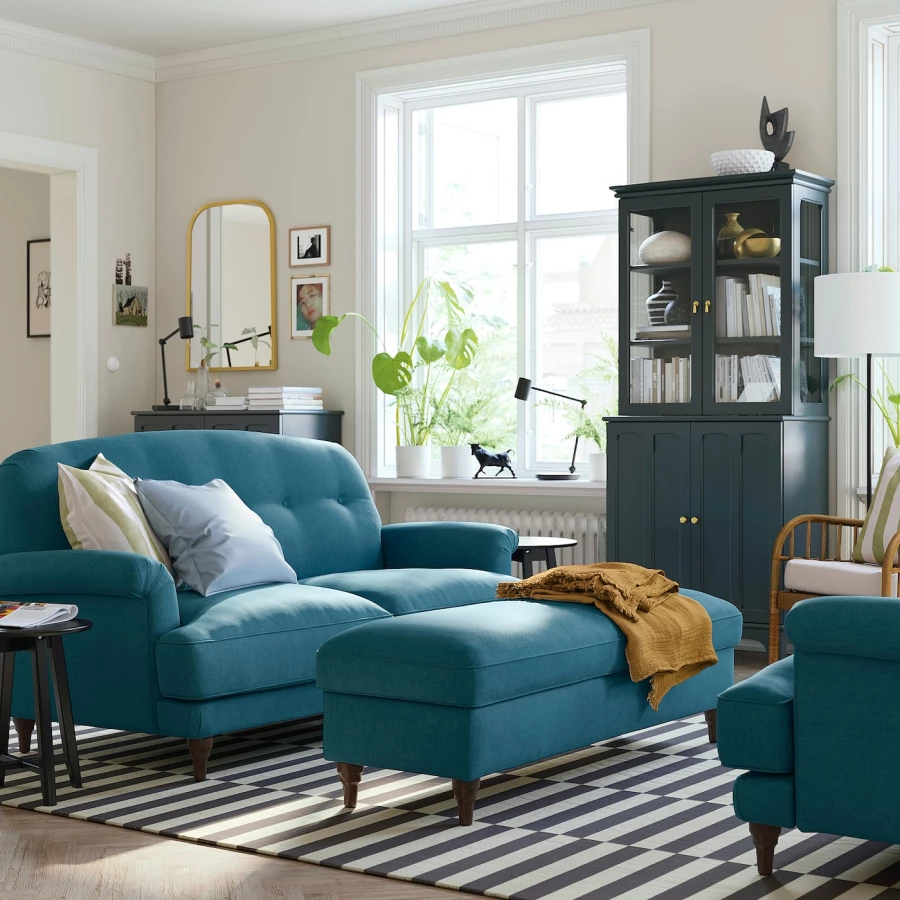 2-местный диван - IKEA ESSEBODA, 94x96x192cм, синий, ЭССЕБОДА ИКЕА (изображение №3)