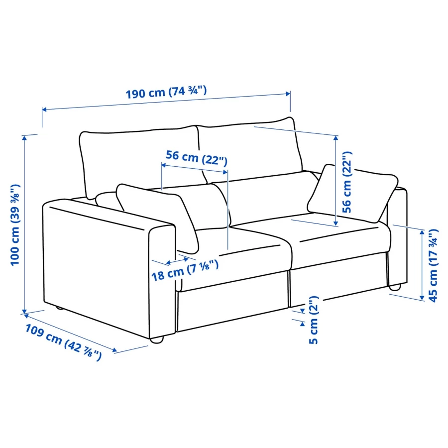 2-местный диван - IKEA ESKILSTUNA/ЭСКИЛЬСТУНА ИКЕА, 81х58х111 см, бежевый (изображение №8)