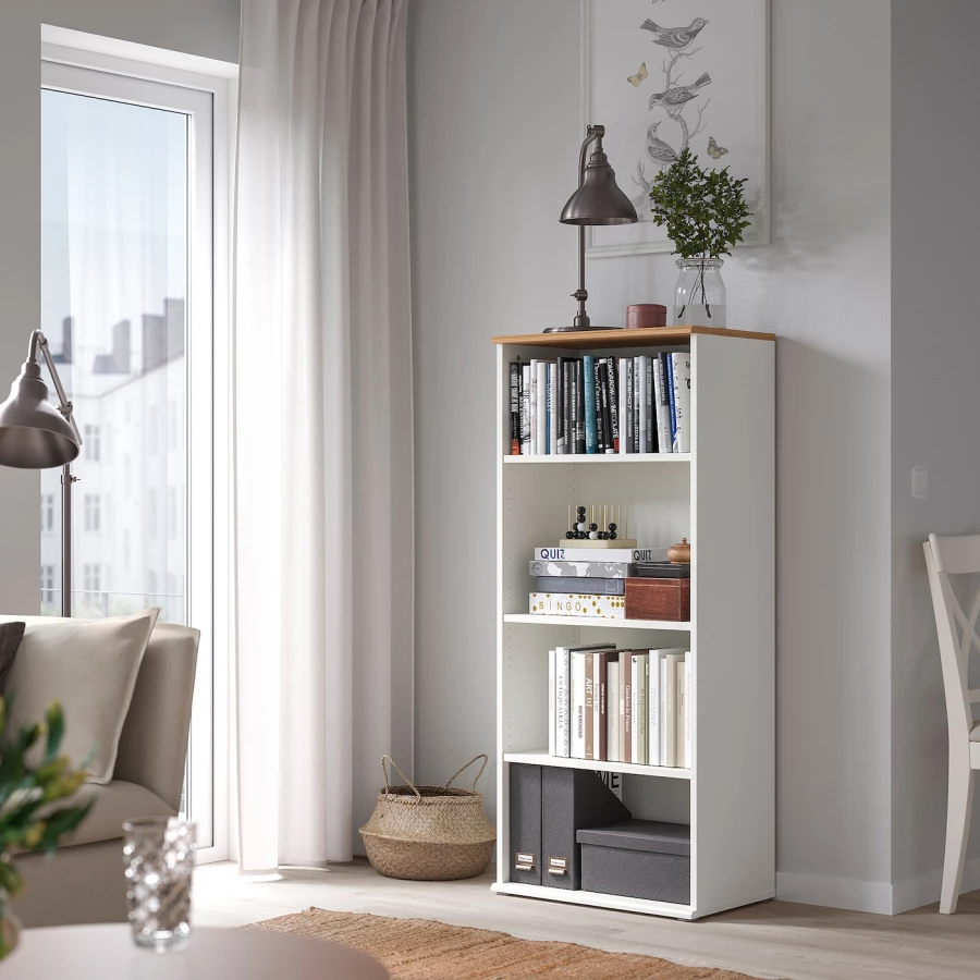 Открытый книжный шкаф - SKRUVBY IKEA/СКРУВБИ ИКЕА, 37.5х60х140 см, белый (изображение №2)