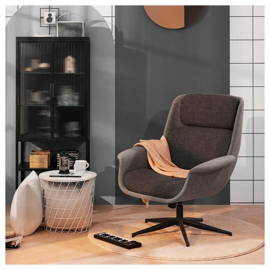Вращающееся кресло - IKEA ÄLEBY/ALEBY, 88x86x100см, серый, АЛЕБИ ИКЕА (изображение №3)