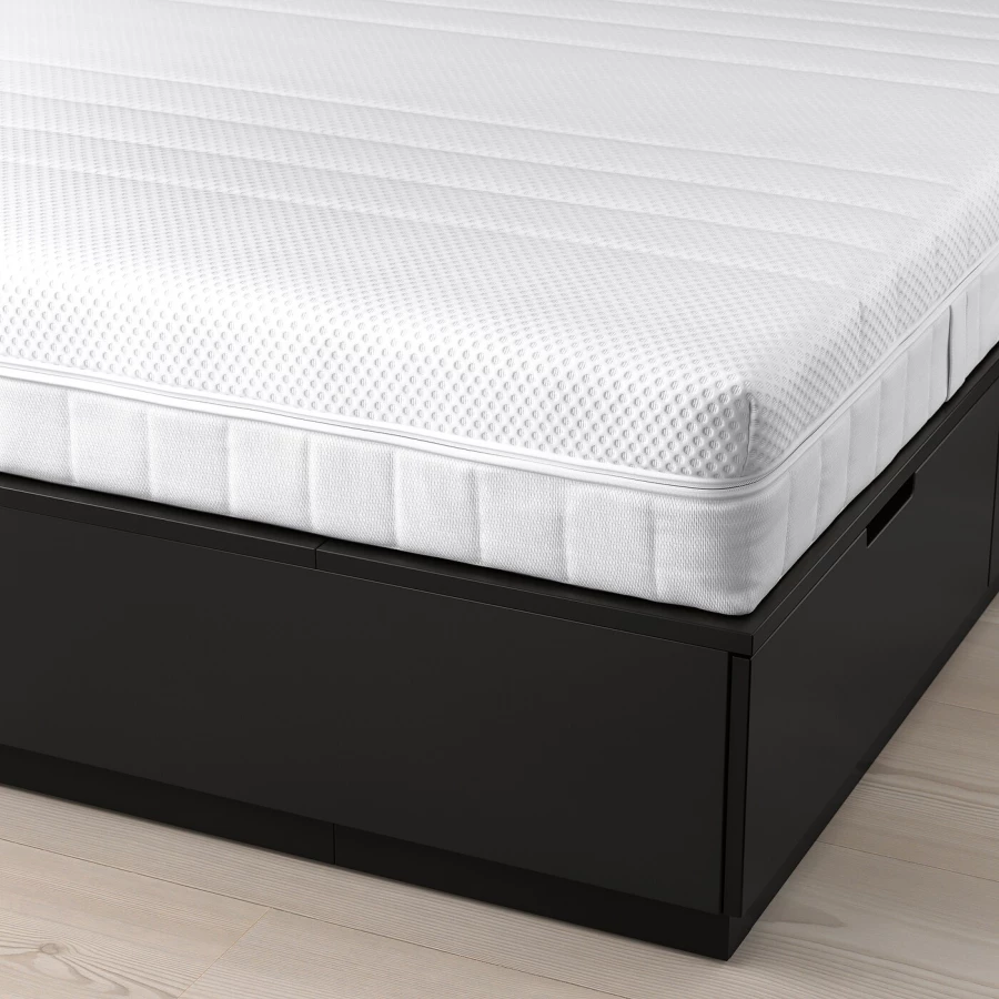 Каркас кровати с ящиком для хранения и матрасом - IKEA NORDLI, 200х140 см, матрас средне-жесткий, черный, НОРДЛИ ИКЕА (изображение №3)