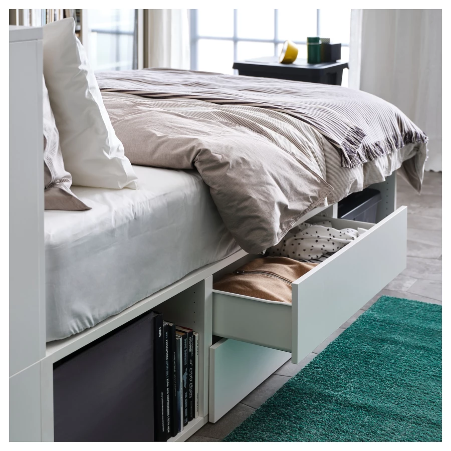 Каркас кровати с 2 ящиками - IKEA PLATSA, 200х140 см, белый, ПЛАТСА ИКЕА (изображение №6)