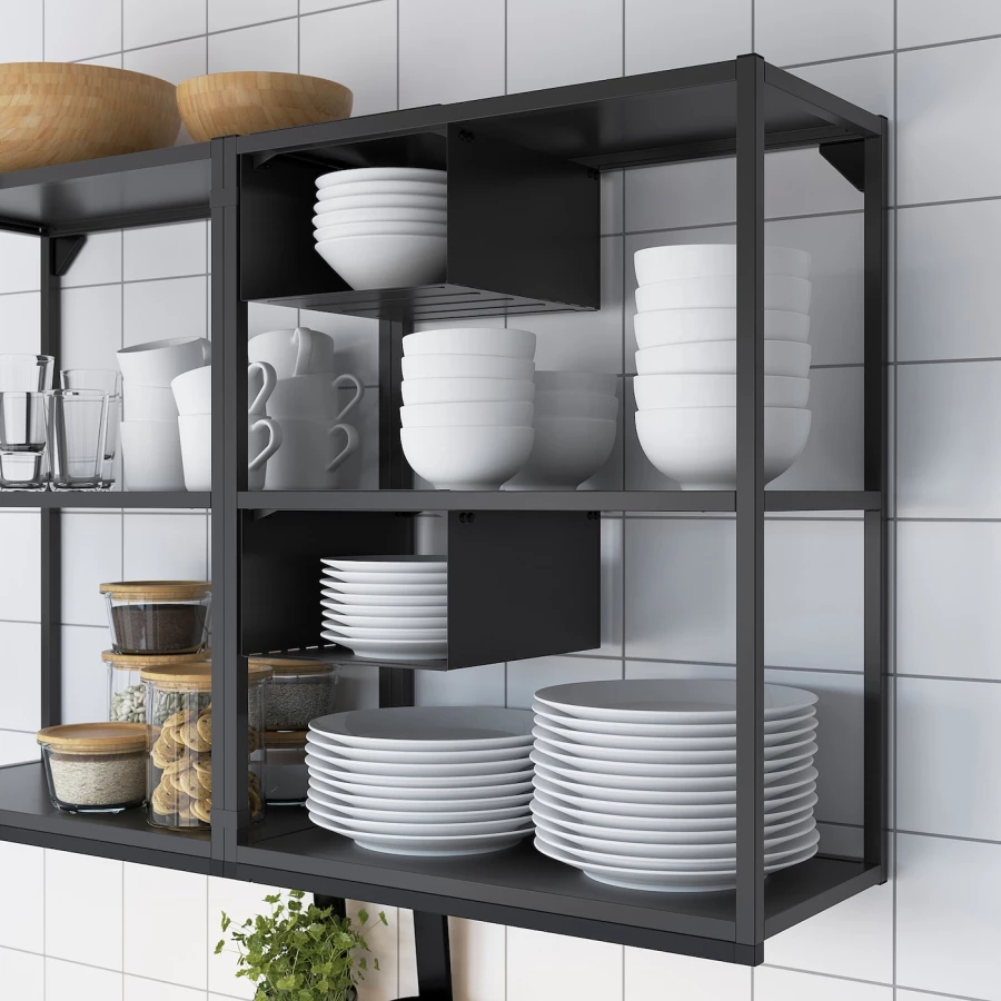 Стеллаж - IKEA ENHET, 30х30х180 см, антрацит, ЭНХЕТ ИКЕА (изображение №4)