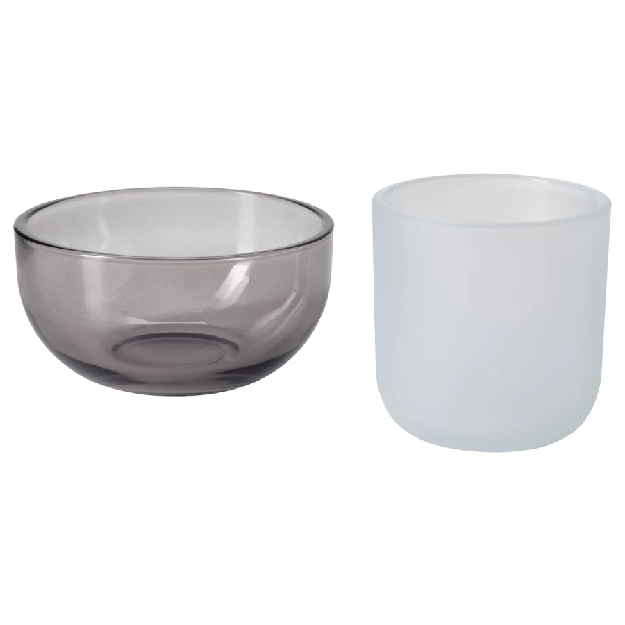 Подсвечник для чайной свечи IKEA TALLTITA/ТАЛЛТИТА ИКЕА, белый/серый (изображение №1)