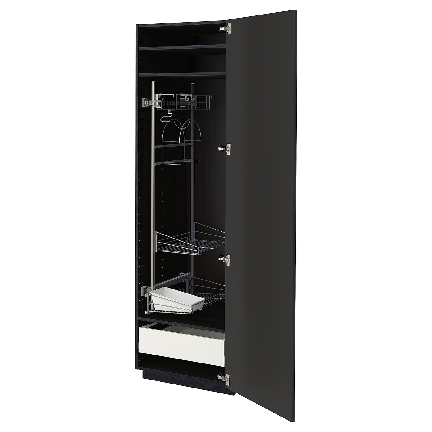 Высокий шкаф/бытовой - IKEA METOD/MAXIMERA/МЕТОД/МАКСИМЕРА ИКЕА, 200х60х60 см, черный