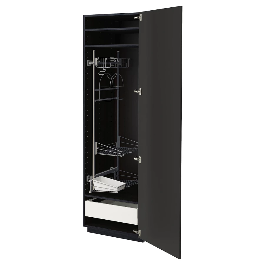 Высокий шкаф/бытовой - IKEA METOD/MAXIMERA/МЕТОД/МАКСИМЕРА ИКЕА, 200х60х60 см, черный (изображение №1)