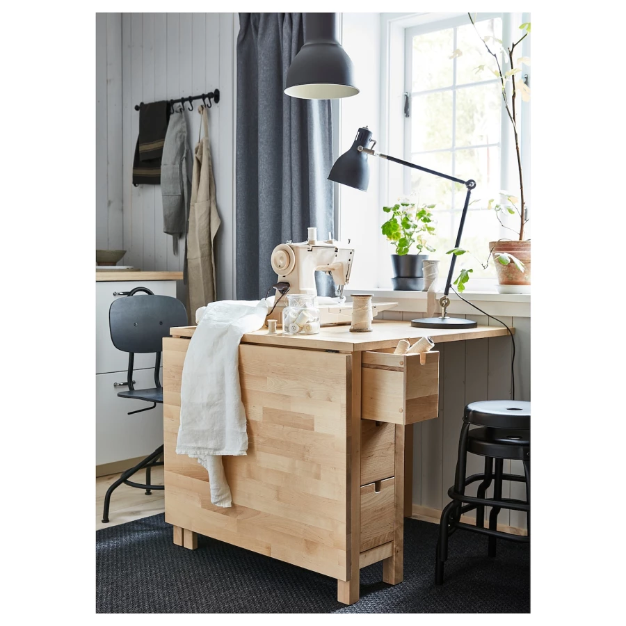 Раскладной кухонный стол - IKEA NORDEN, 152/89х80х74 см, дерево, НОРДЕН ИКЕА (изображение №3)