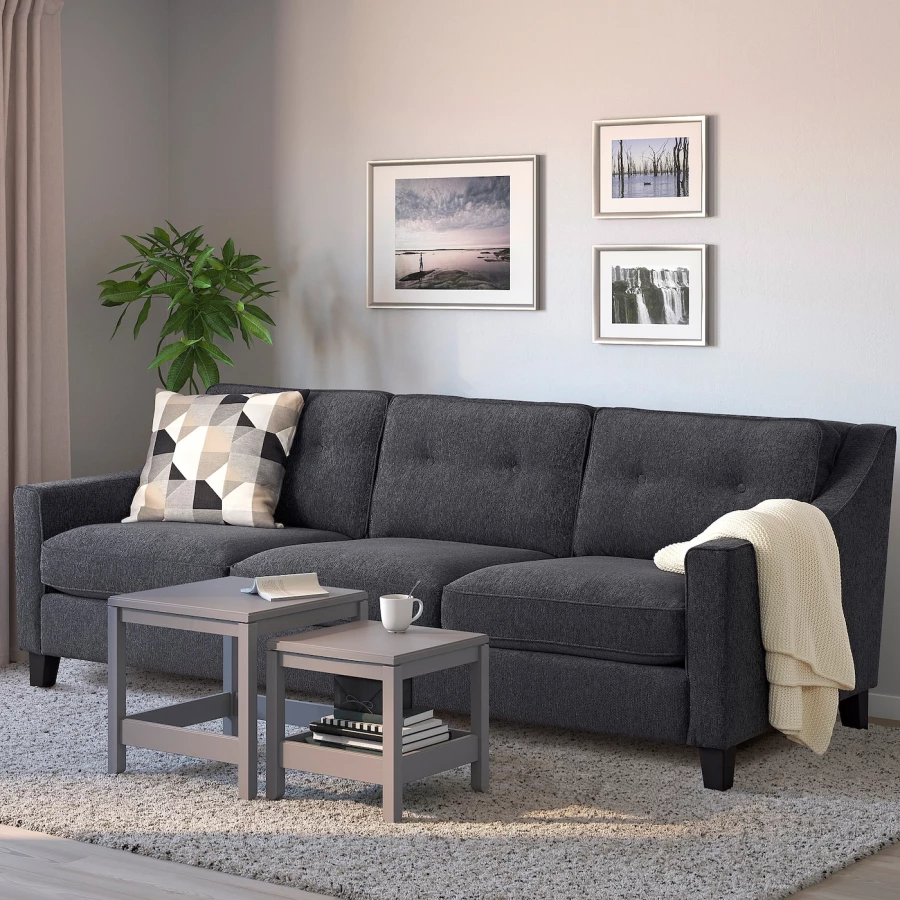 3-местный диван - IKEA FRÖSLÖV/FROSLOV/ФРЕСЛЕВ ИКЕА, 84х92х227 см, черный (изображение №3)