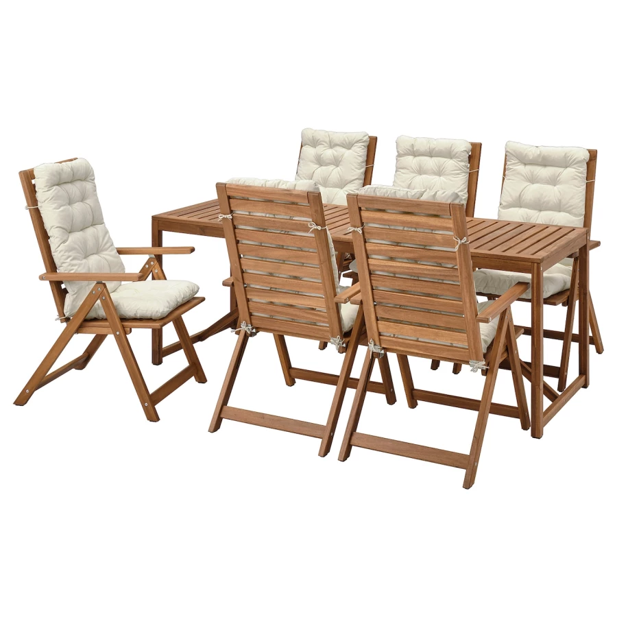 Обеденный стол и регулируемые стулья - NÄMMARÖ IKEA/НАМАРО ИКЕА, 120х180х80 см, коричневый (изображение №1)