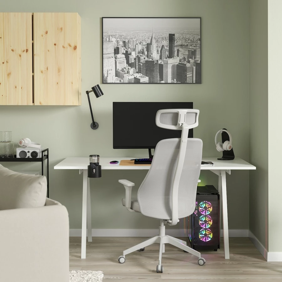 Стол и стул - IKEA TROTTEN / MATCHSPEL, белый/серый, ТРОТТЕН/МАТЧСПЕЛ ИКЕА (изображение №2)