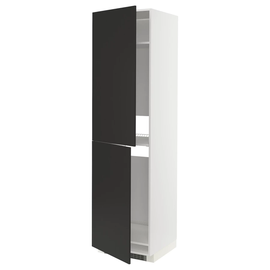 Высокий кухонный шкаф - IKEA METOD/МЕТОД ИКЕА, 220х60х60 см, белый/черный (изображение №1)
