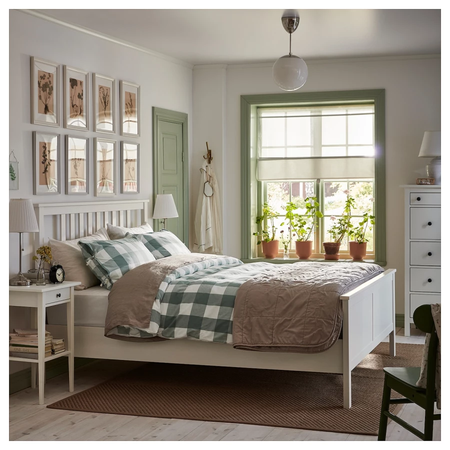 Каркас кровати - IKEA HEMNES, 200х160 см, матрас средне-жесткий, белый, ХЕМНЕС ИКЕА (изображение №6)