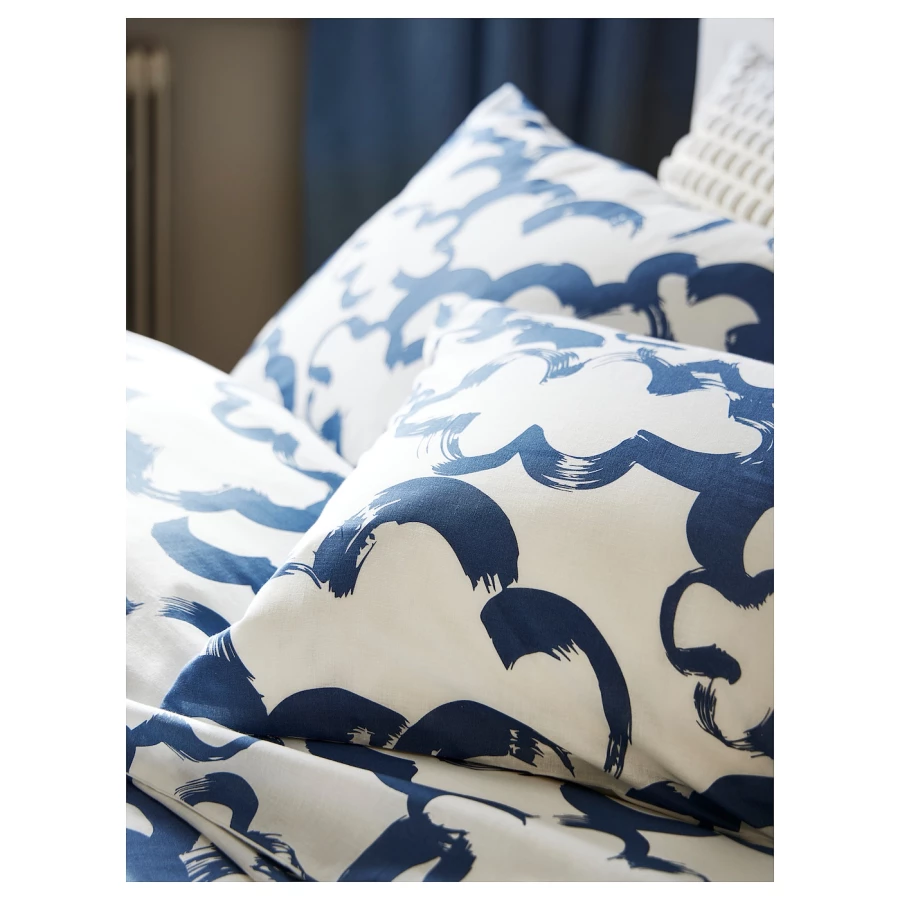 Пододеяльник и 1 наволочка - EKPURPURMAL  IKEA/ ЭКПУРПУРМАЛ  ИКЕА,  150x200\50x60 см, белый/голубой (изображение №5)