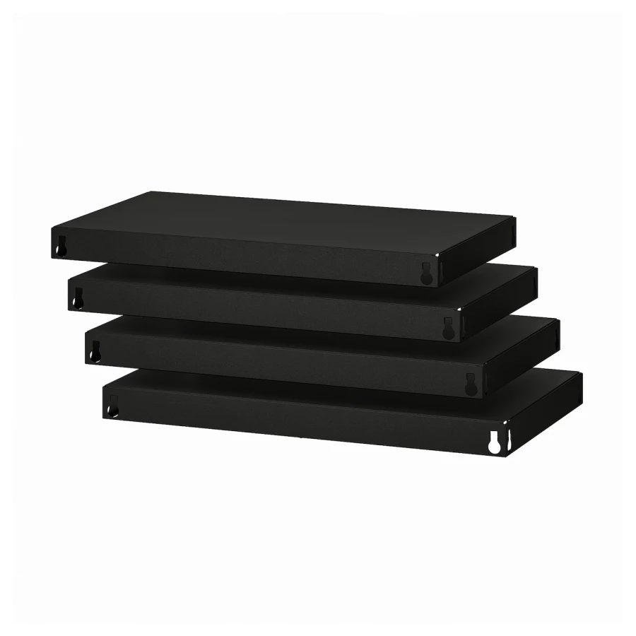 Полка - IKEA BROR/БРОР ИКЕА, 39х5х64 см, черный, 4 шт (изображение №1)