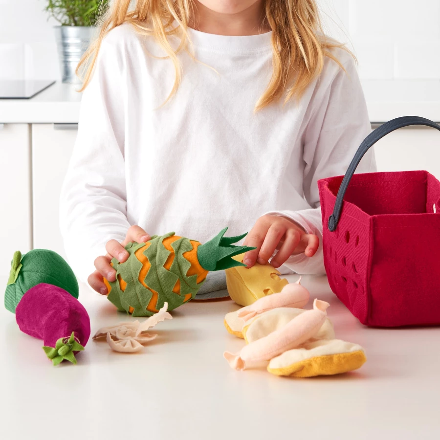 Мягкая игрушка корзина для покупок - IKEA LÅTSAS/LATSAS/ЛОТСАС ИКЕА, разноцветная (изображение №2)