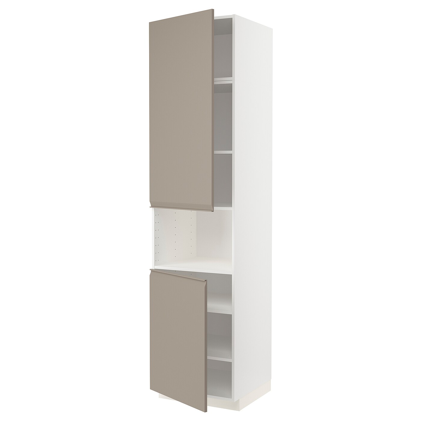 Высокий шкаф - IKEA METOD/МЕТОД ИКЕА, 240х60х60 см, белый/темно-бежевый