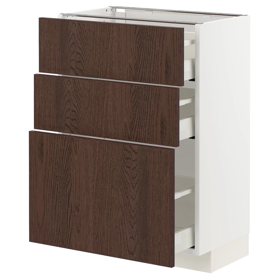 Напольный кухонный шкаф  - IKEA METOD MAXIMERA, 88x39x60см, белый/темно-коричневый, МЕТОД МАКСИМЕРА ИКЕА (изображение №1)