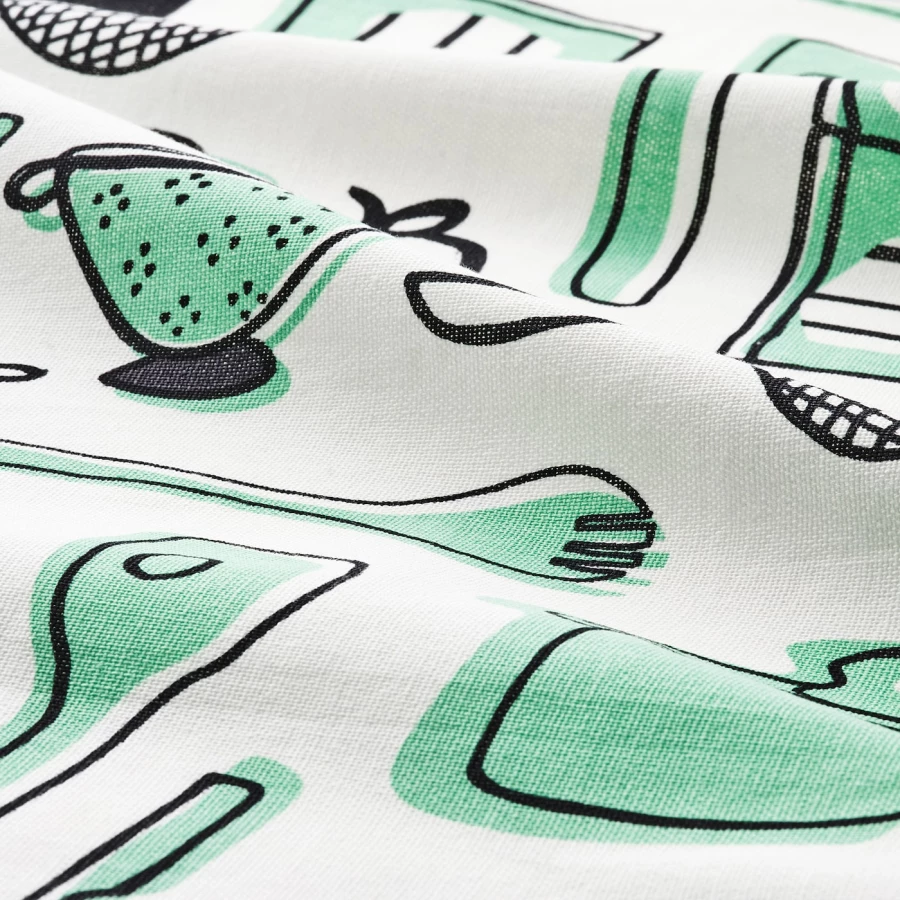 Кухонное полотенце - IKEA RINNIG, 60х45 см, белое/зеленое/с рисунком, РИННИГ ИКЕА (изображение №4)