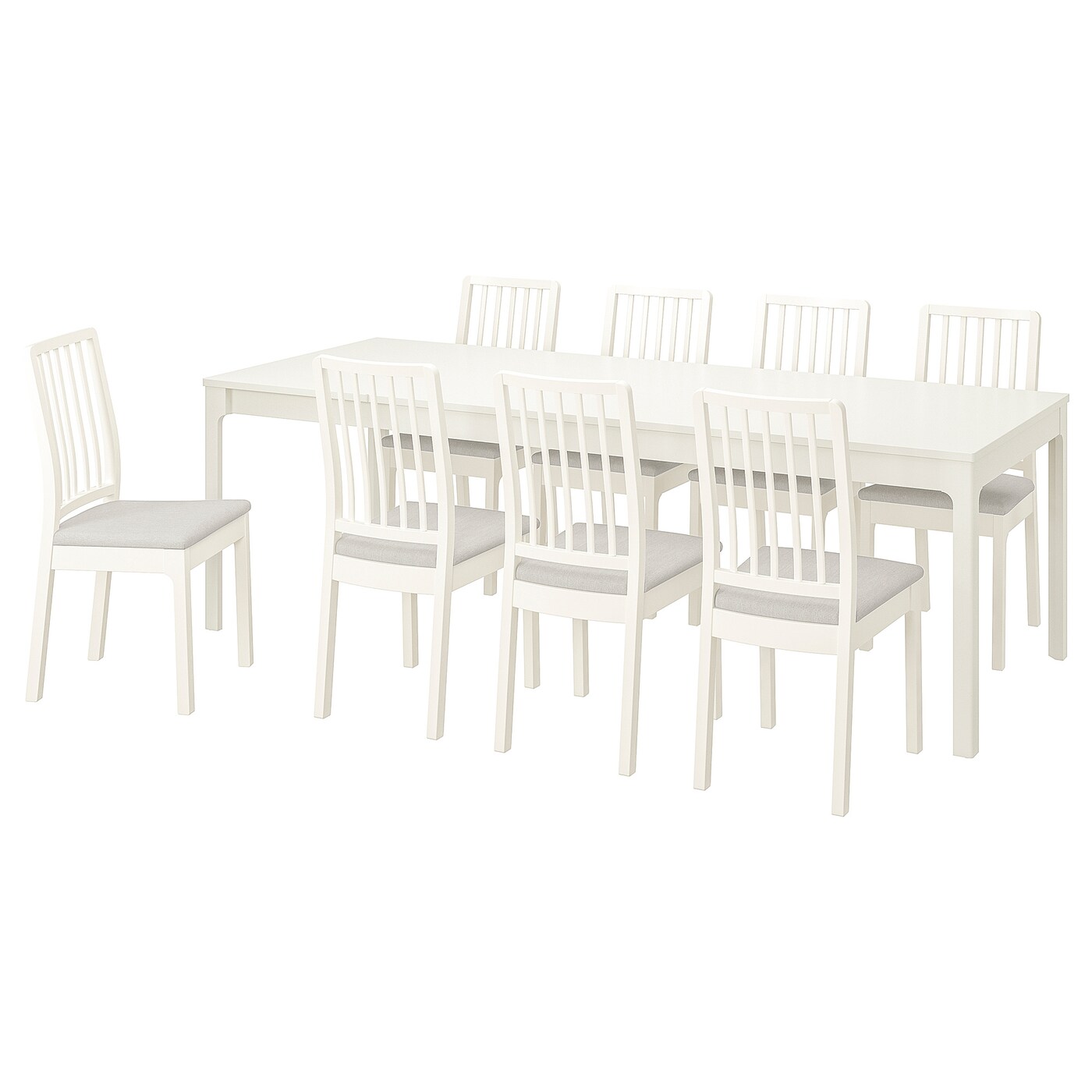 Стол и 8 стульев - IKEA EKEDALEN/ЭКЕДАЛЕН ИКЕА, 180х240x90 см, белый/серый
