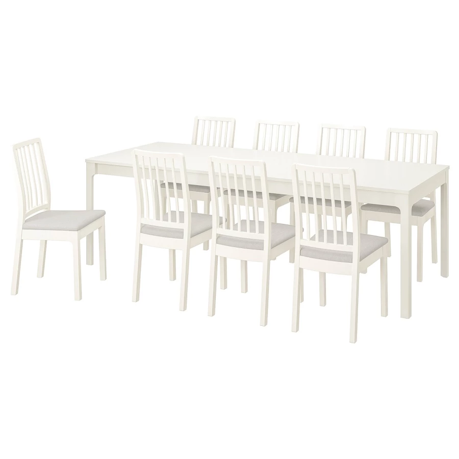 Стол и 8 стульев - IKEA EKEDALEN/ЭКЕДАЛЕН ИКЕА, 180х240x90 см, белый/серый (изображение №1)