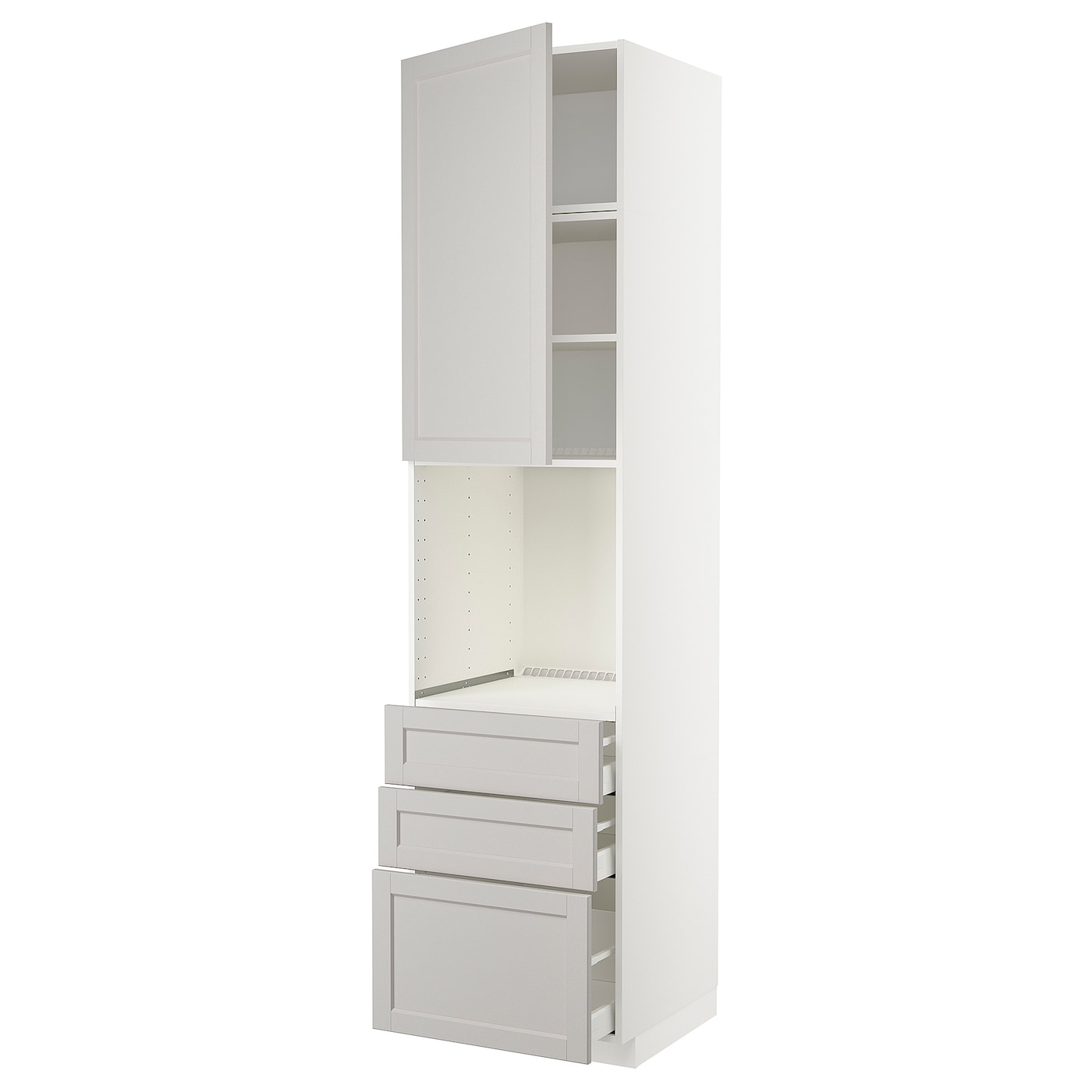 Высокий шкаф с ящиками - IKEA METOD/MAXIMERA/МЕТОД/МАКСИМЕРА ИКЕА, 240х60х60 см, белый/серый