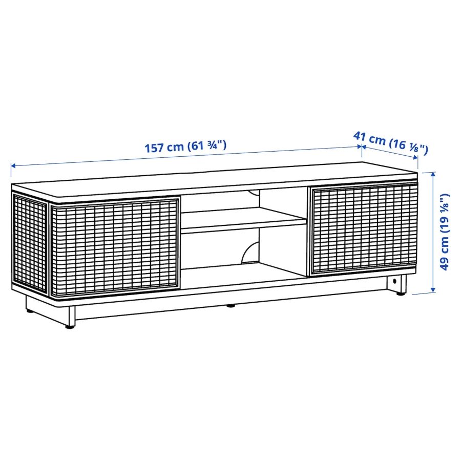 Тумба под ТВ- FRYKSÅS IKEA /ФРИКСОС ИКЕА, ротанг, 157х41х49 см (изображение №5)