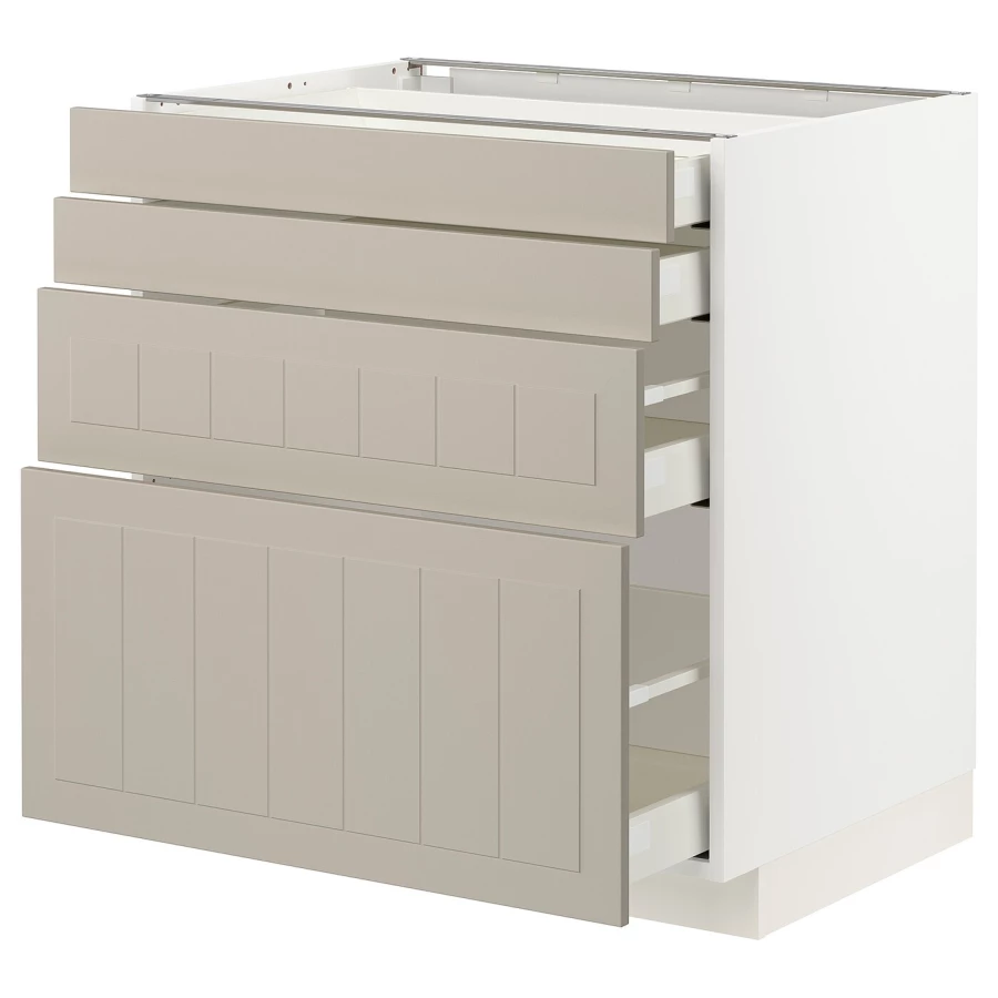 Напольный кухонный шкаф  - IKEA METOD MAXIMERA, 88x61,9x80см, белый/бежевый, МЕТОД МАКСИМЕРА ИКЕА (изображение №1)