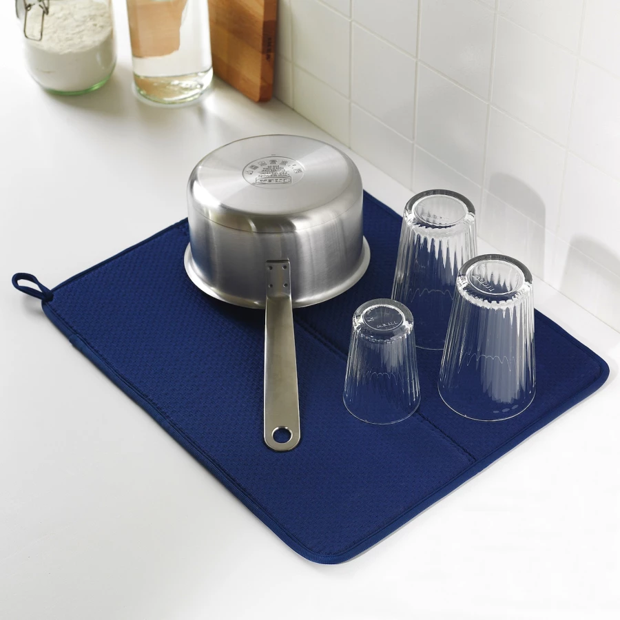 Коврик для сушки посуды - IKEA NYSKÖLJD/NYSKOLJD, 44х36 см, темно-синий, НЮХОЛИД ИКЕА (изображение №2)