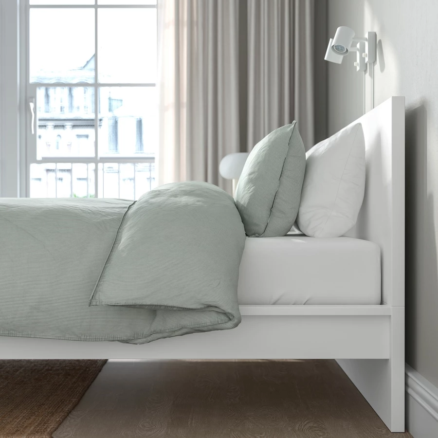 Кровать - IKEA MALM, 200х140 см, матрас жесткий, белый, МАЛЬМ ИКЕА (изображение №7)