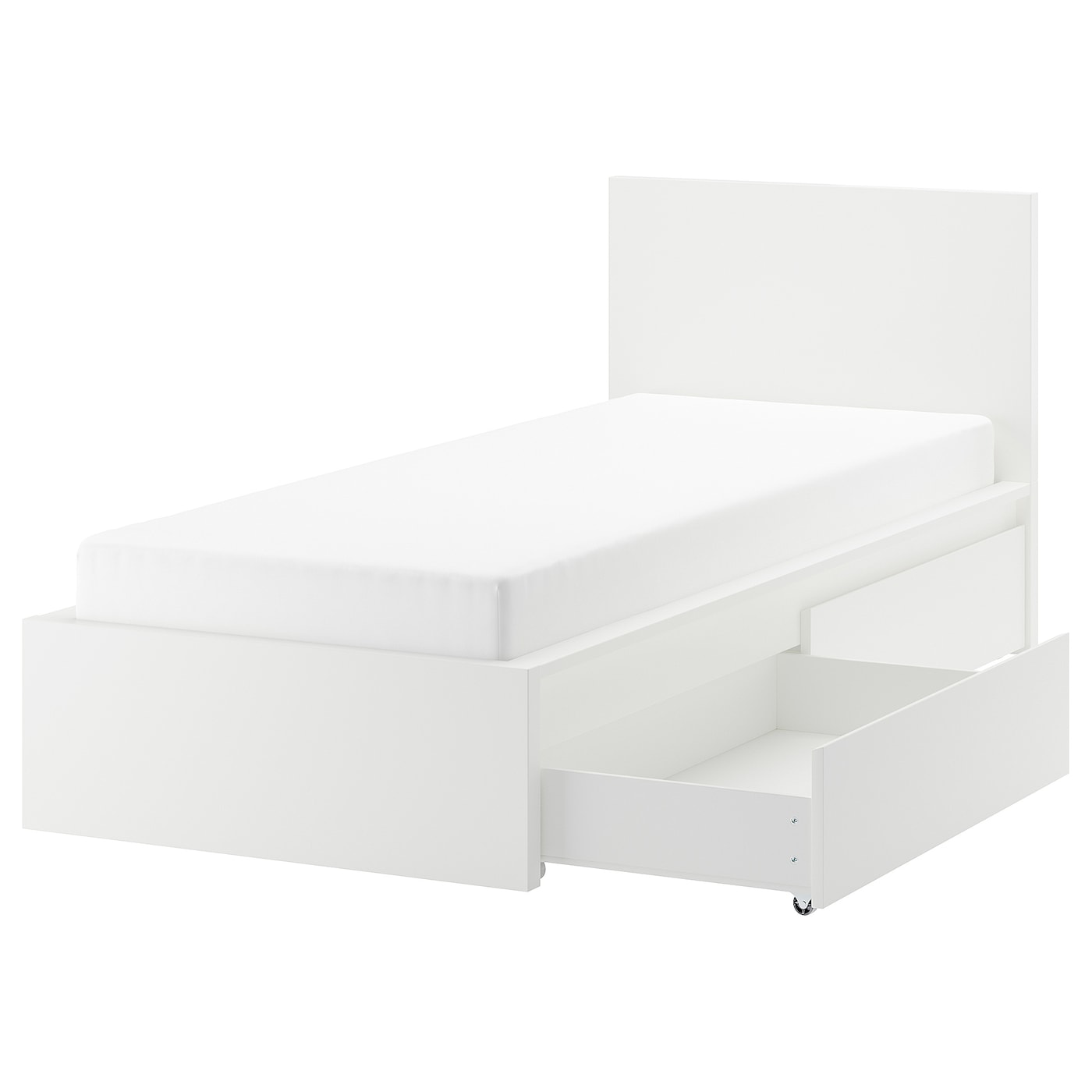 Каркас кровати с 2 ящиками для хранения - IKEA MALM/LINDBАDEN/LINDBÅDEN, 90х200 см, белый  МАЛЬМ/ЛИНДБАДЕН ИКЕА