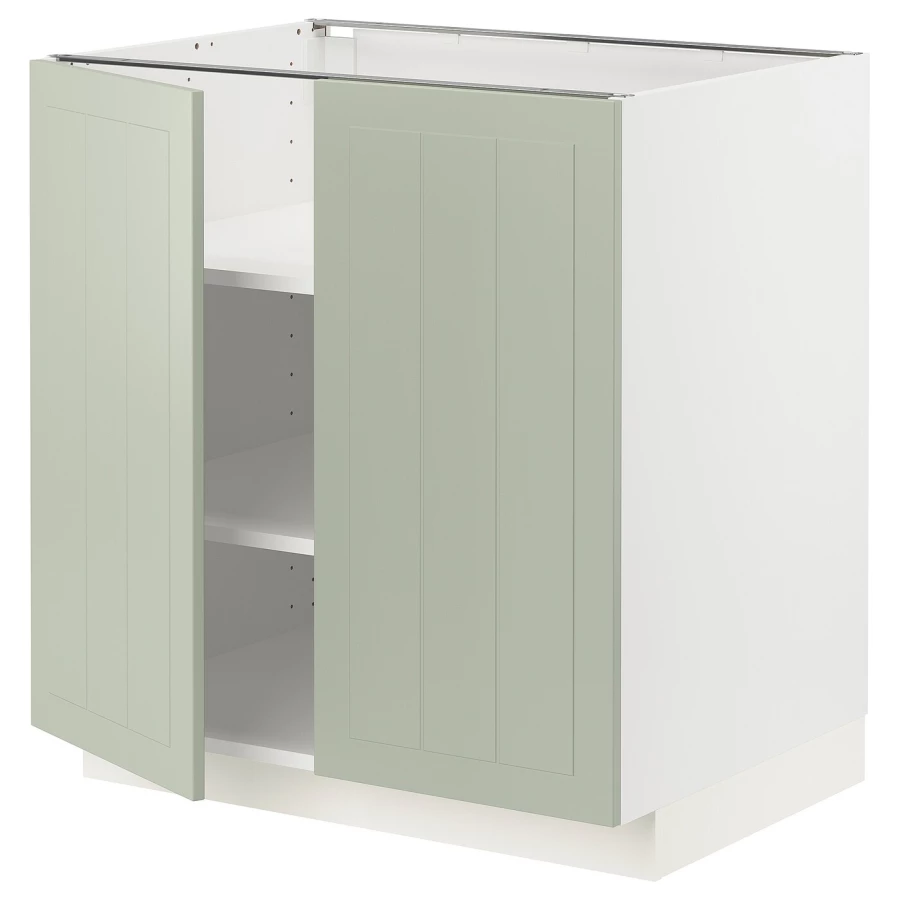Напольный шкаф - IKEA METOD, 88x62x80см, белый/светло-зеленый, МЕТОД ИКЕА (изображение №1)