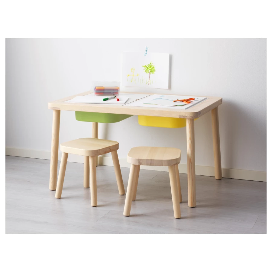 Стол детский - IKEA FLISAT/ФЛИСАТ ИКЕА, 83x58 см, бежевый/коричневый (изображение №2)