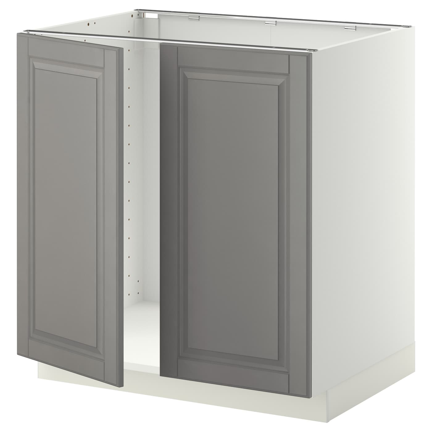 Шкаф под раковину/2 дверцы - METOD IKEA/ МЕТОД ИКЕА, 88х80 см. белый/серый