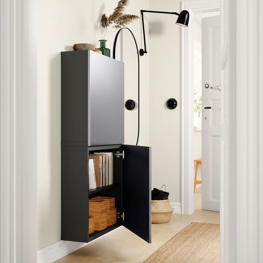 Настенный шкаф - BESTÅ / BESTА IKEA/  БЕСТА ИКЕА,  60х128 см, черный/серый (изображение №2)