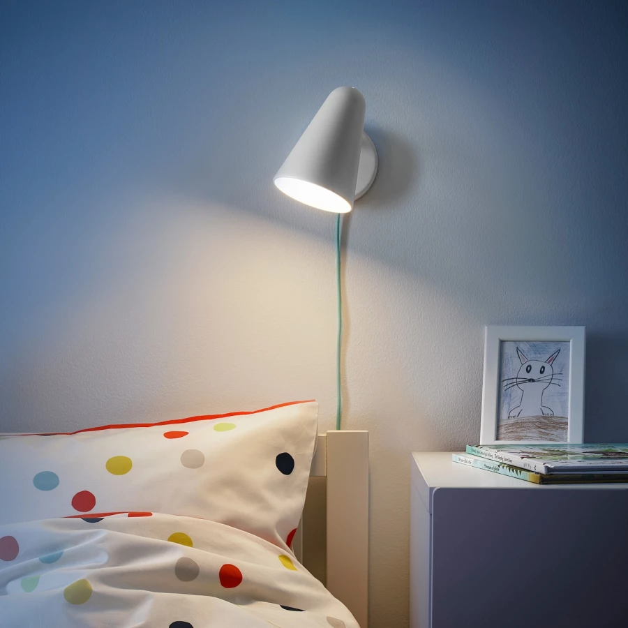 Настенный светильник - FUBBLA IKEA/ ФЮББЛА ИКЕА,  15х10 см, белый (изображение №3)