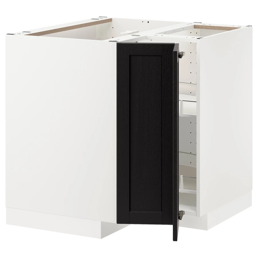 Угловой шкаф-тумба с каруселью - IKEA METOD/МЕТОД ИКЕА, 88х80х87,5 см, белый/коричневый (изображение №1)