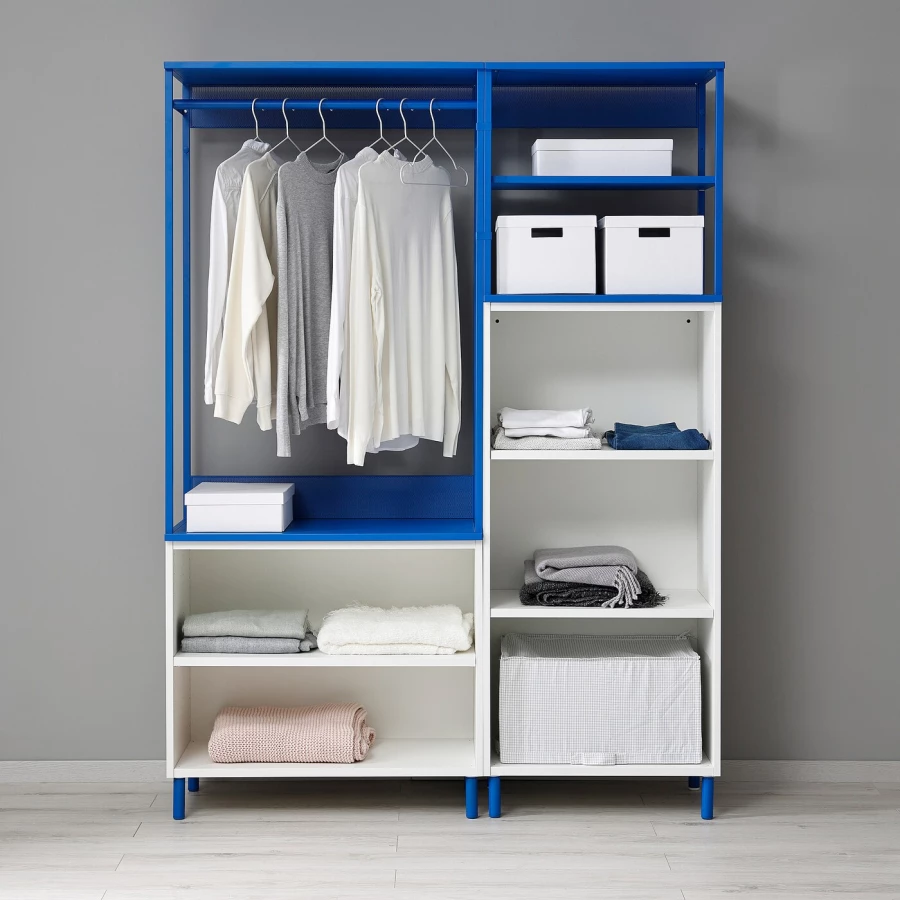 Шкаф с 3-мя дверцами - IKEA PLATSA/ПЛАТСА ИКЕА, 42х140х191,1 см, белый/синий/светло-коричневый (изображение №2)