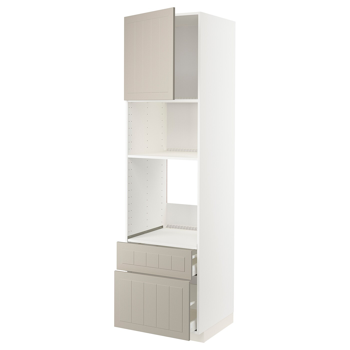 Высокий шкаф с ящиками - IKEA METOD/MAXIMERA/МЕТОД/МАКСИМЕРА ИКЕА, 220х60х60 см, белый/бежевый