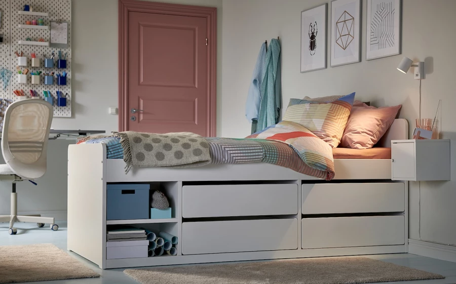 Каркас кровати - SLÄKT /SLАKT IKEA/ СЛЭКТ ИКЕА, 90x200 см, белый (изображение №3)