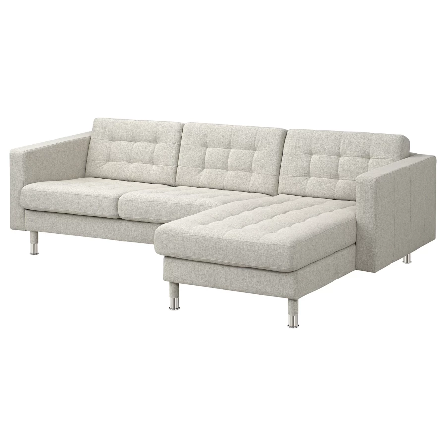 3-местный диван с шезлонгом - IKEA LANDSKRONA, 89x240см, бежевый, ЛАНДСКРУНА ИКЕА (изображение №1)
