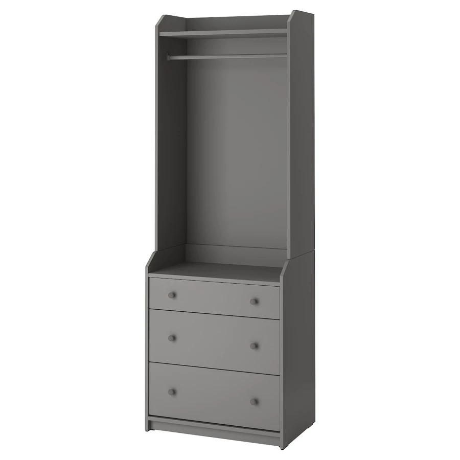 Открытый шкаф - HAUGA IKEA/ХАУГА ИКЕА, 46х70х199 см, серый (изображение №1)